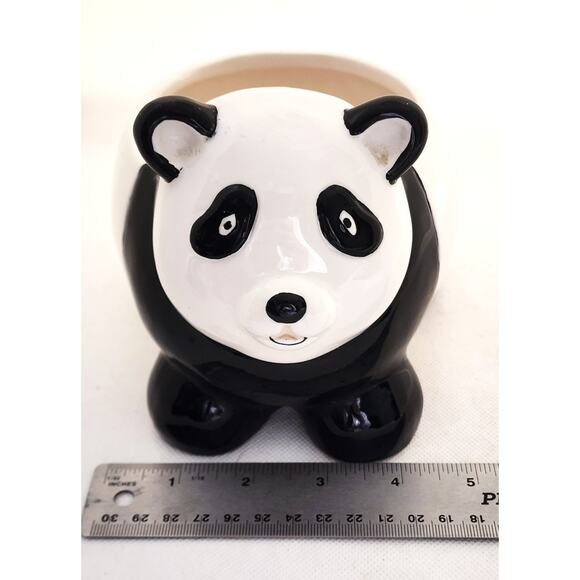 Plant Holder-Black and White Panda-Open Area for Small Succulent or Other Plant - Picture 11 of 13